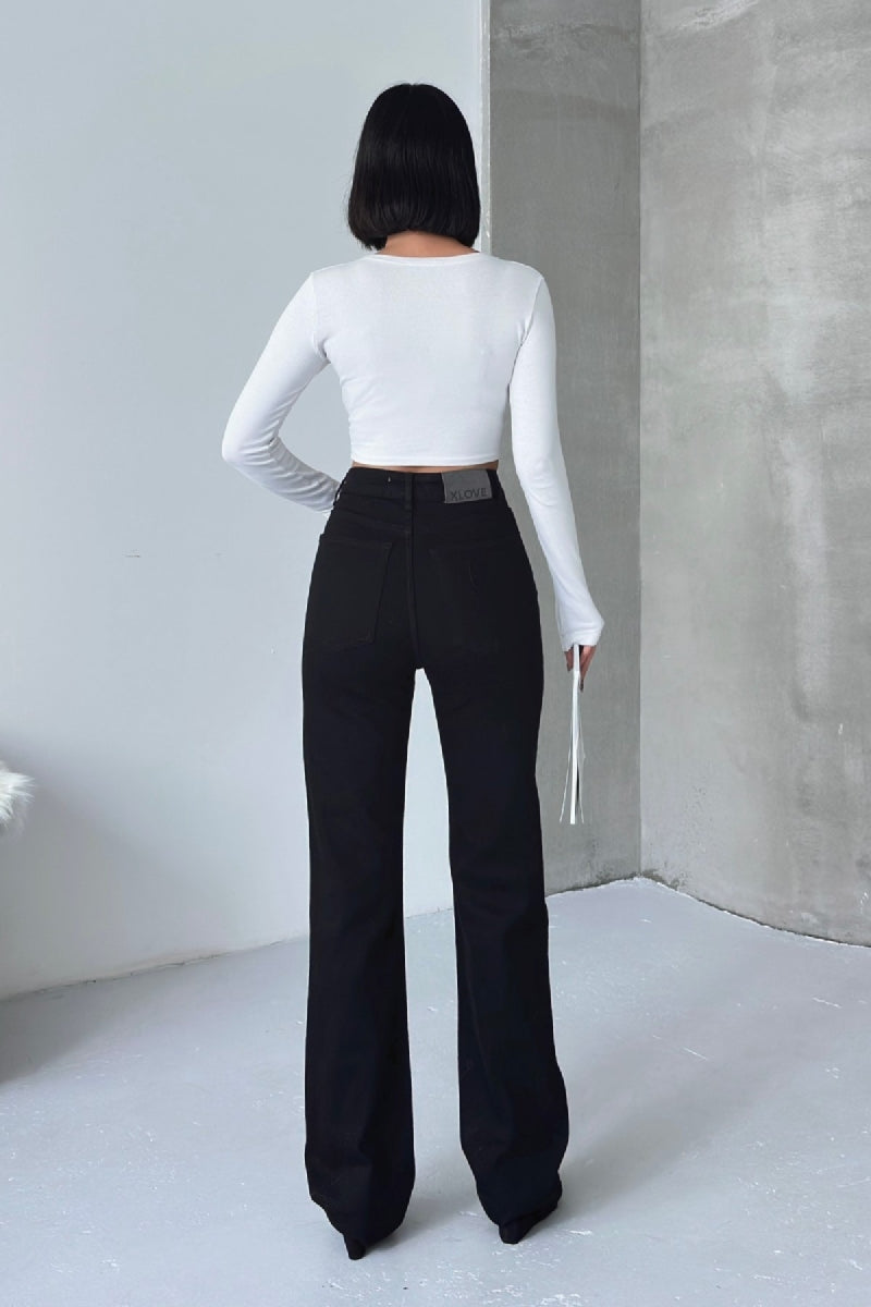 Dikişli Paça Bol Paça Relax Kot Pantolon 7026