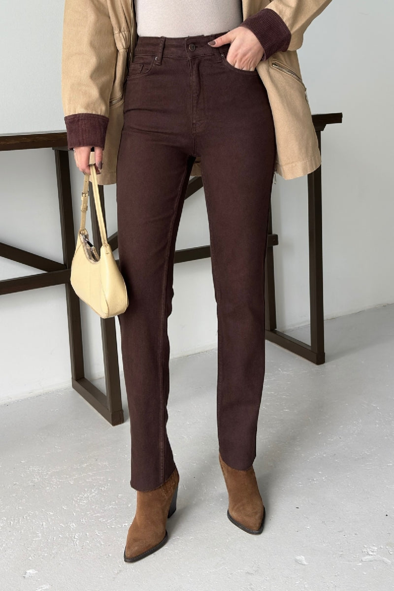 Şerit Detaylı Mom Fit Kot Pantolon 7111