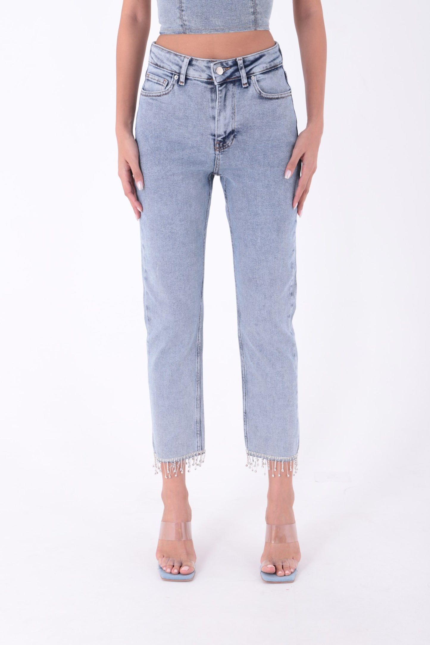 Paçasılı Dikişsiz Paça Mom Kot Pantolon 1890