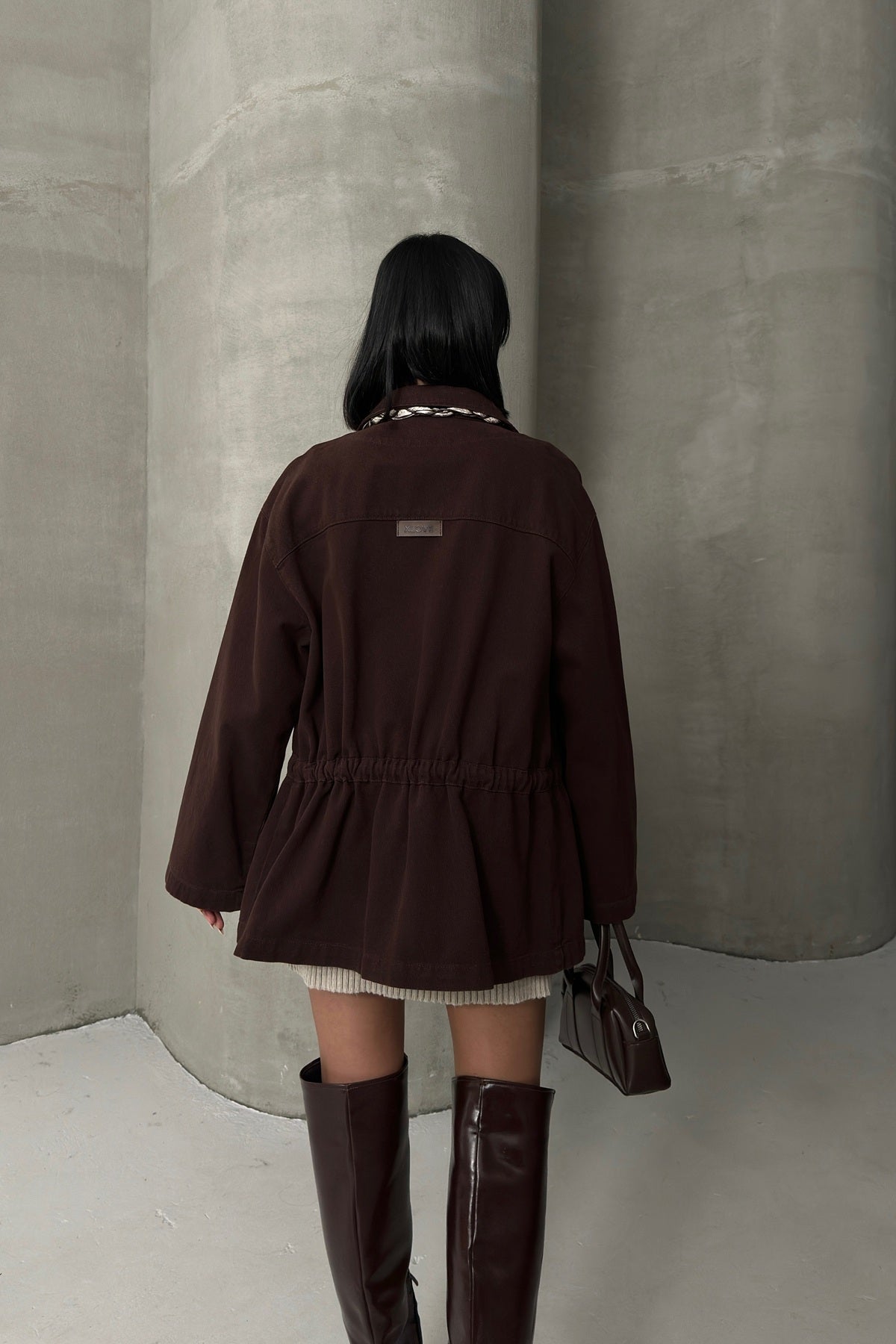 Bel Büzgü Detaylı Kot Ceket 6145