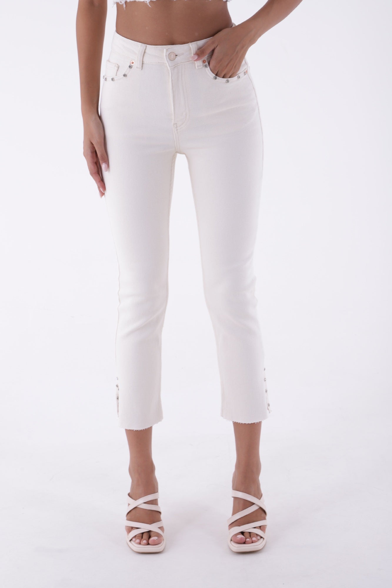 Yanı Yırtmaçlı Flare Paça Mom Kot Pantolon 1774