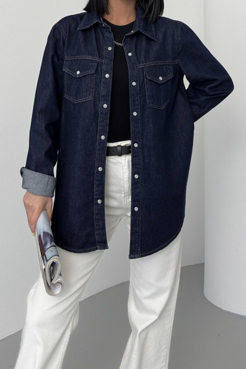 Çıtçıtlı Kot Gömlek 6013