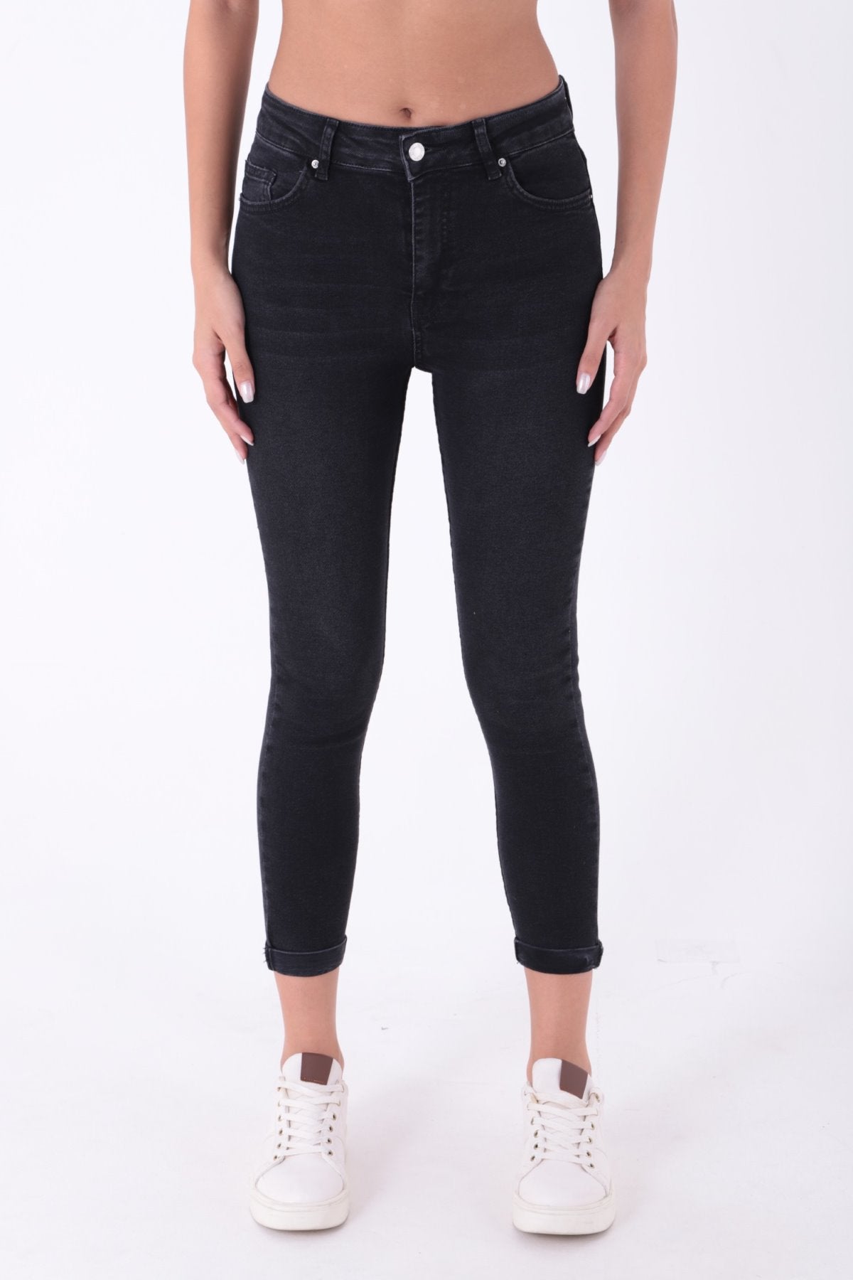 Duble Paça Skinny Kısa Boy Kot Pantolon 820