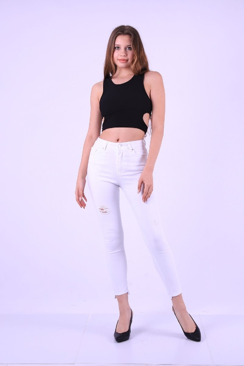Asimetrik Paça Kot Pantolon 713