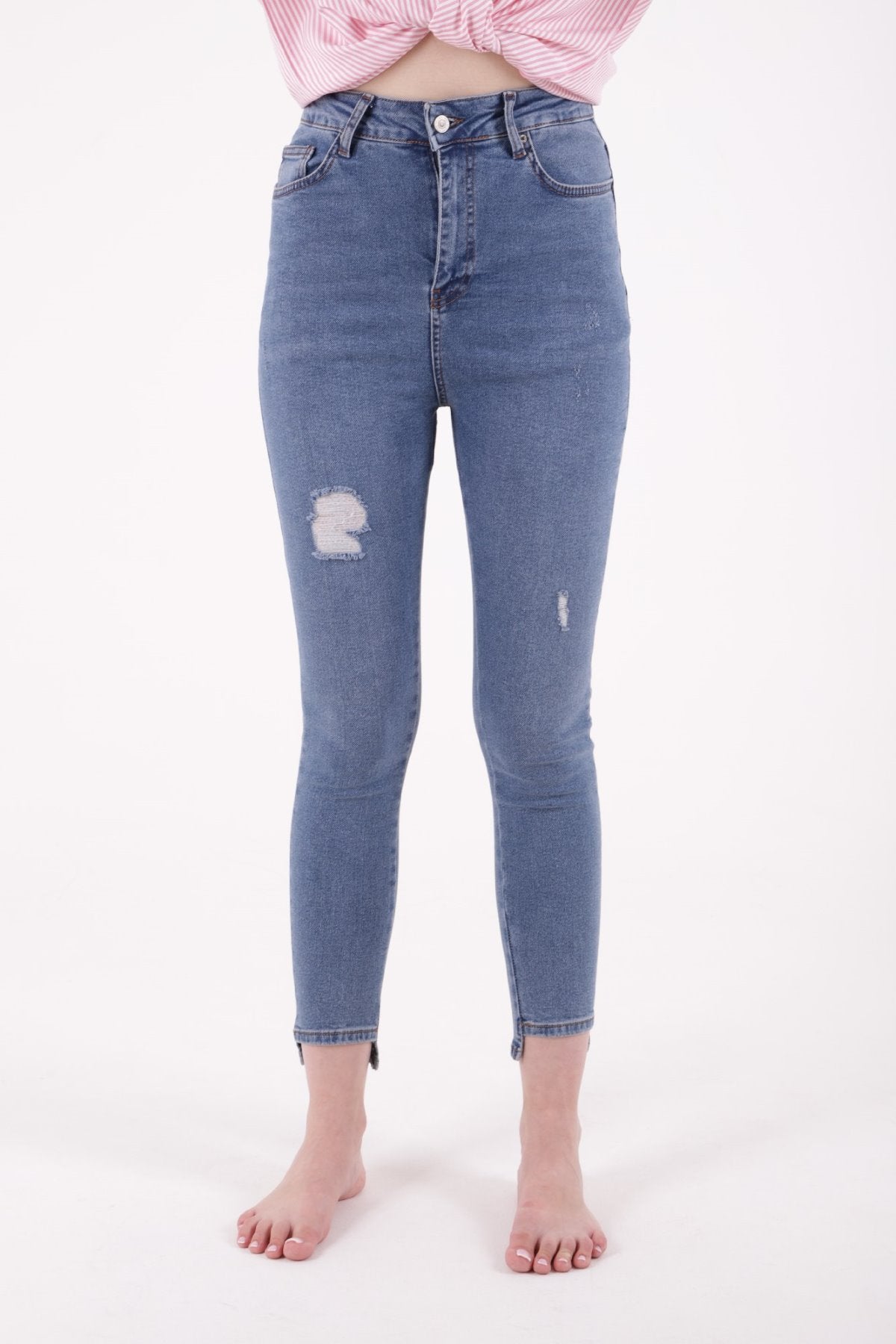 Asimetrik Paça Kot Pantolon 713