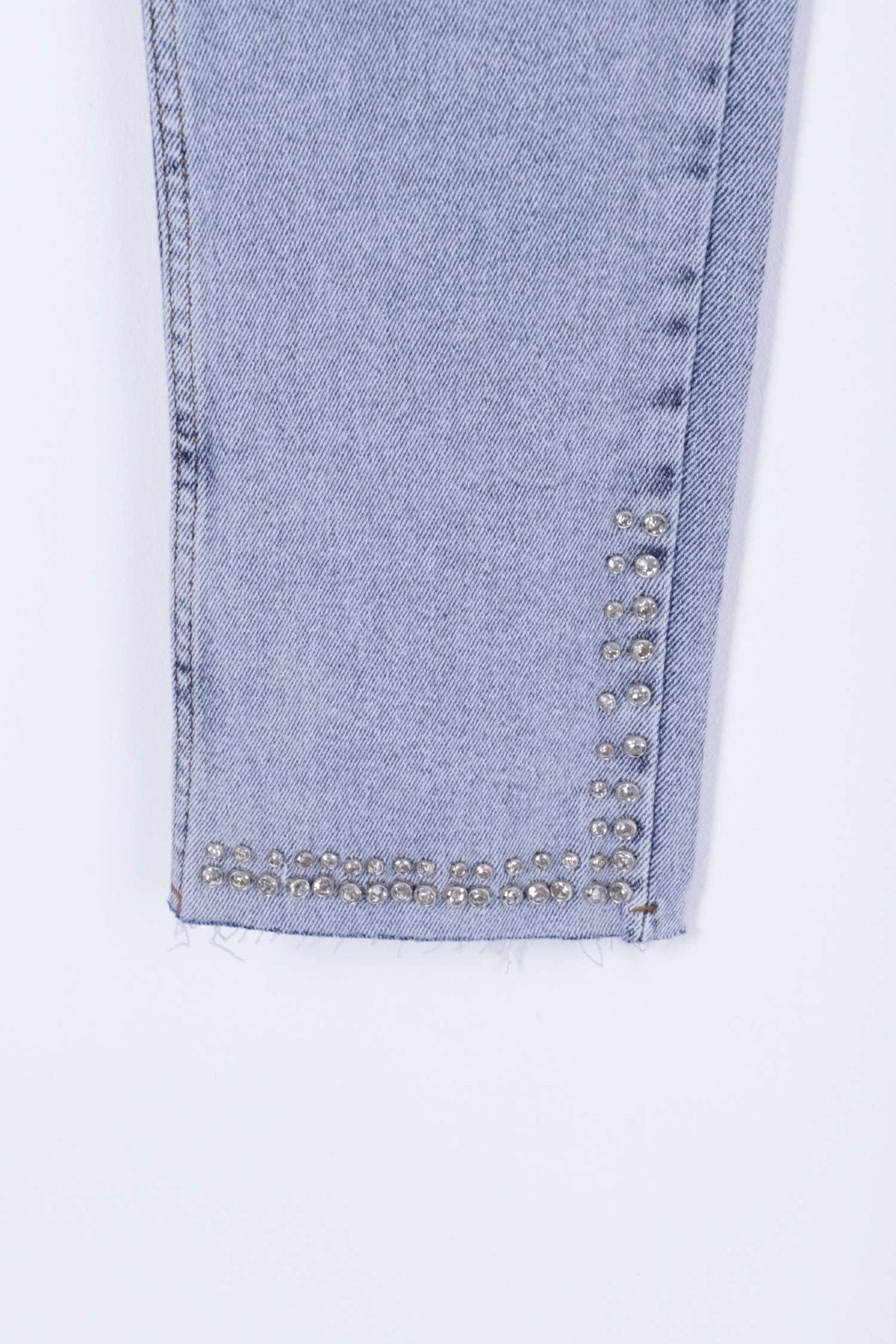 Taşlı Mom Fit Kot Pantolon 7023