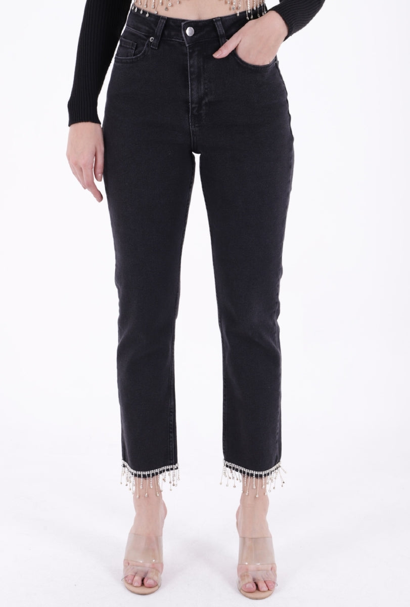 Paçasılı Dikişsiz Paça Mom Kot Pantolon 1890