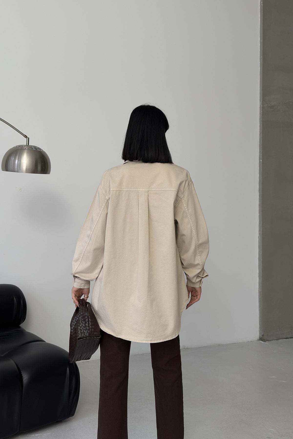 Düğmeli Oversize Kot Gömlek 6080