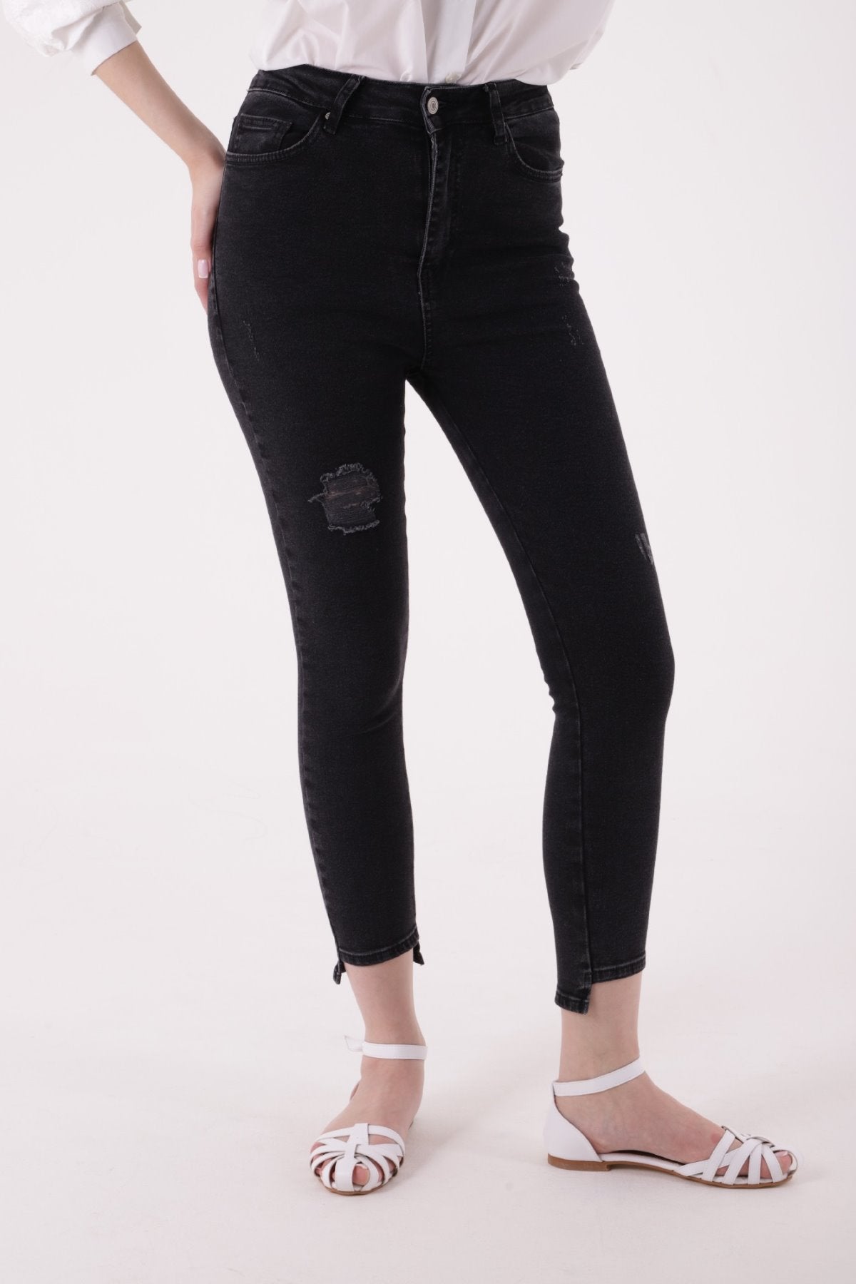 Asimetrik Paça Kot Pantolon 713