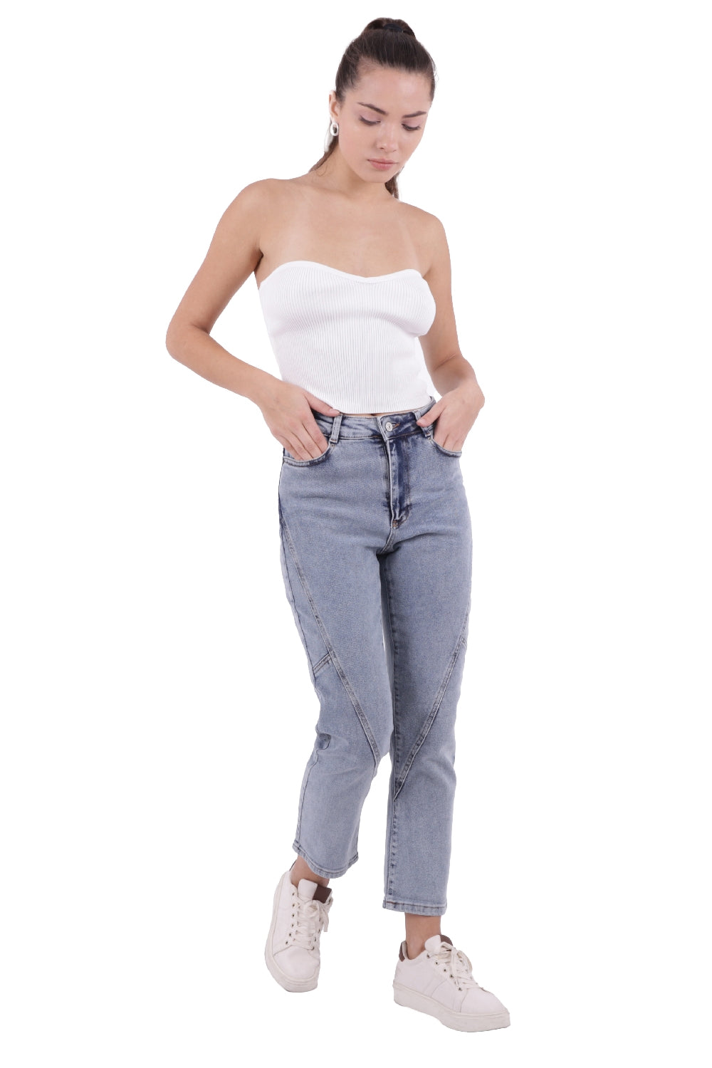 Parçalı Mom Pantolon 778