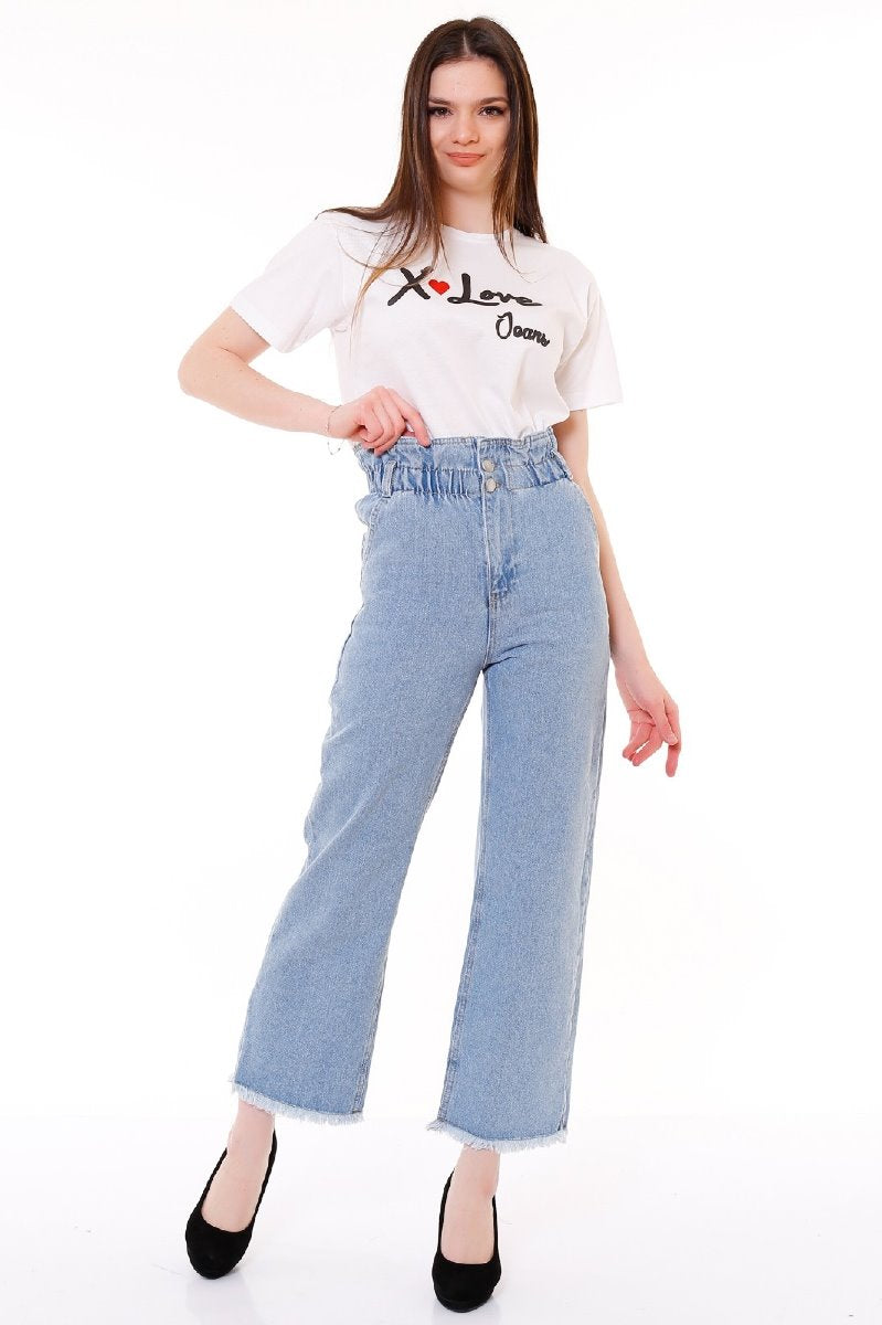 Beli Lastikli Bol Paça Relax Kot Pantolon 789