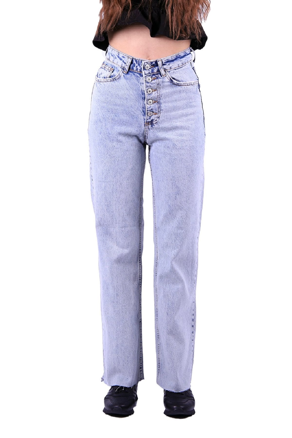 Dikişsiz Paça Beş Düğmali Relax Kot Pantolon 917