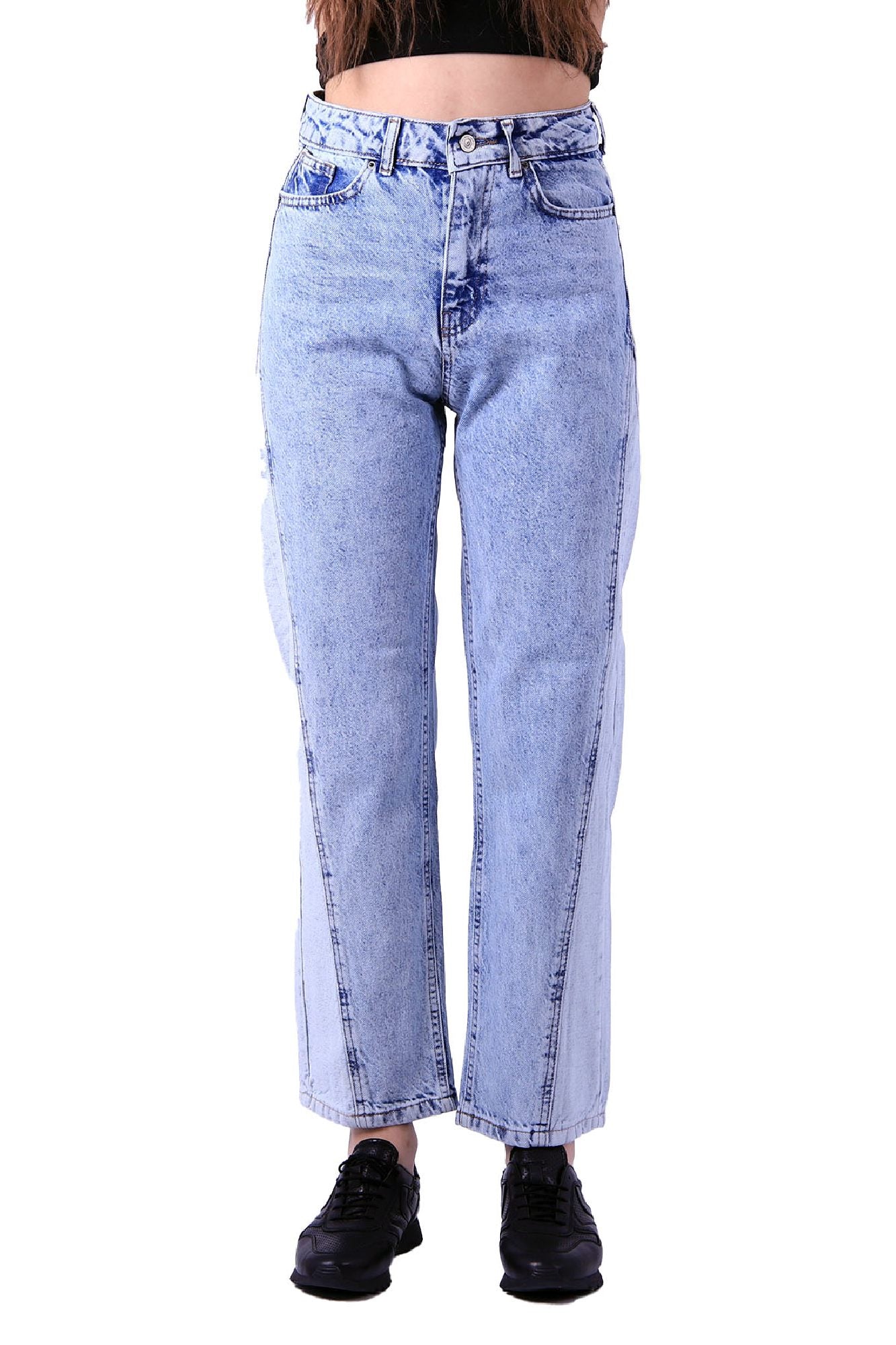 Parçalı Çift Renkli Kot Pantolon 932