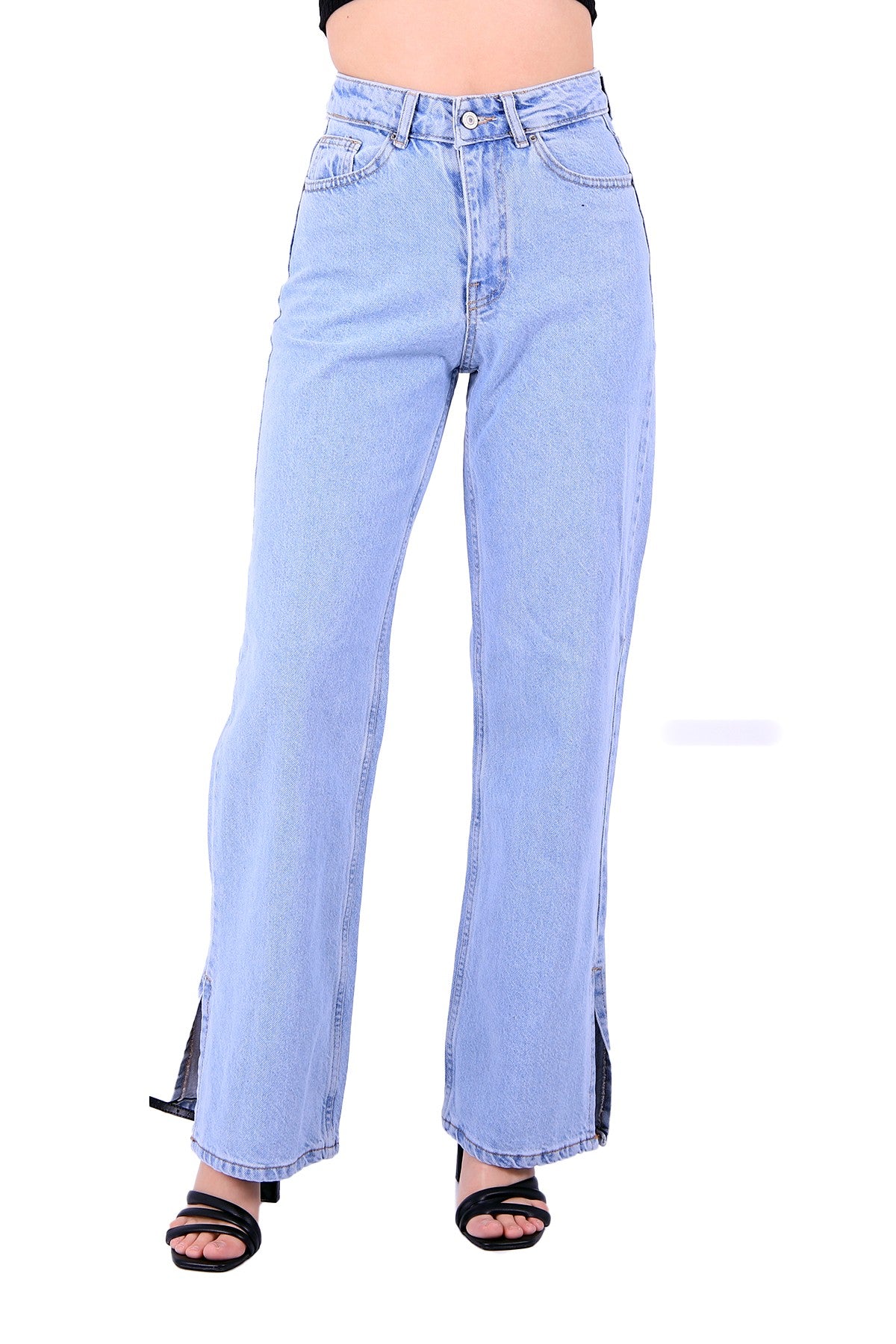 Paçası Yırtmaçlı Mom Fit Kot Pantolon 1732