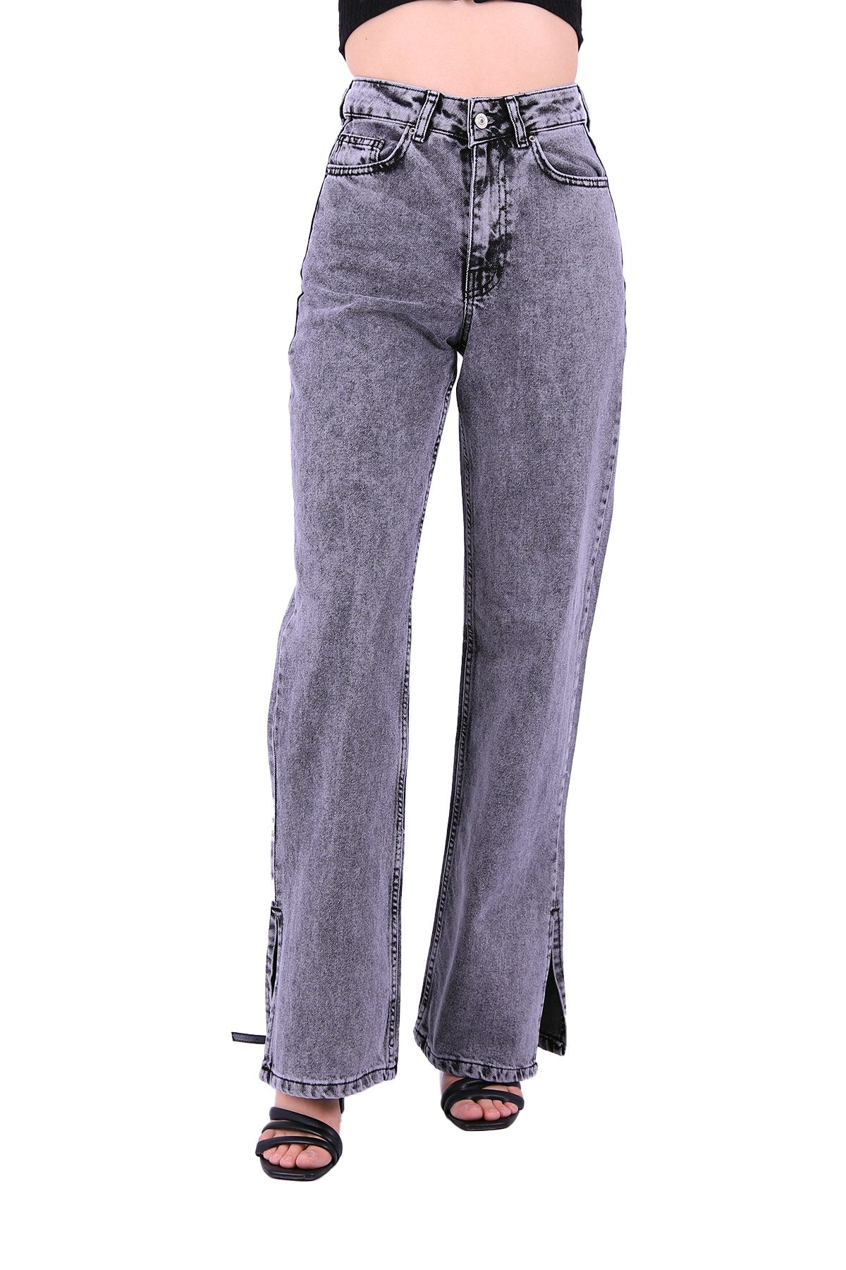 Paçası Yırtmaçlı Mom Fit Kot Pantolon 1732