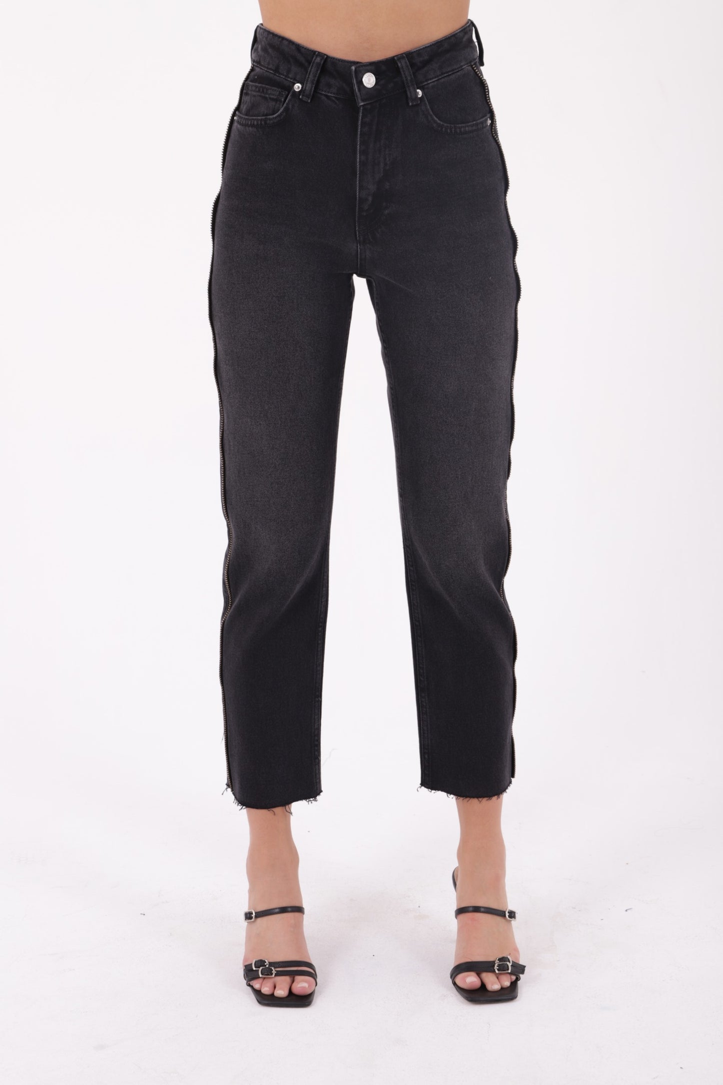 Şerit Fermuarlı Kot Pantolon 7004