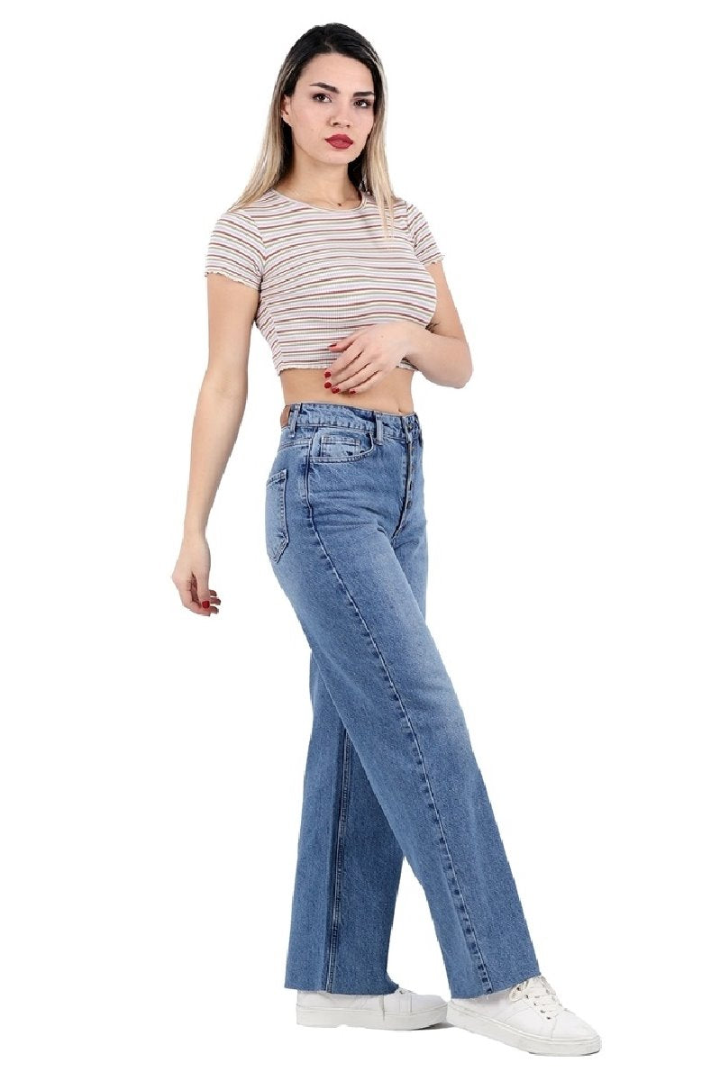 Dikişsiz Paça Beş Düğmali Relax Kot Pantolon 917