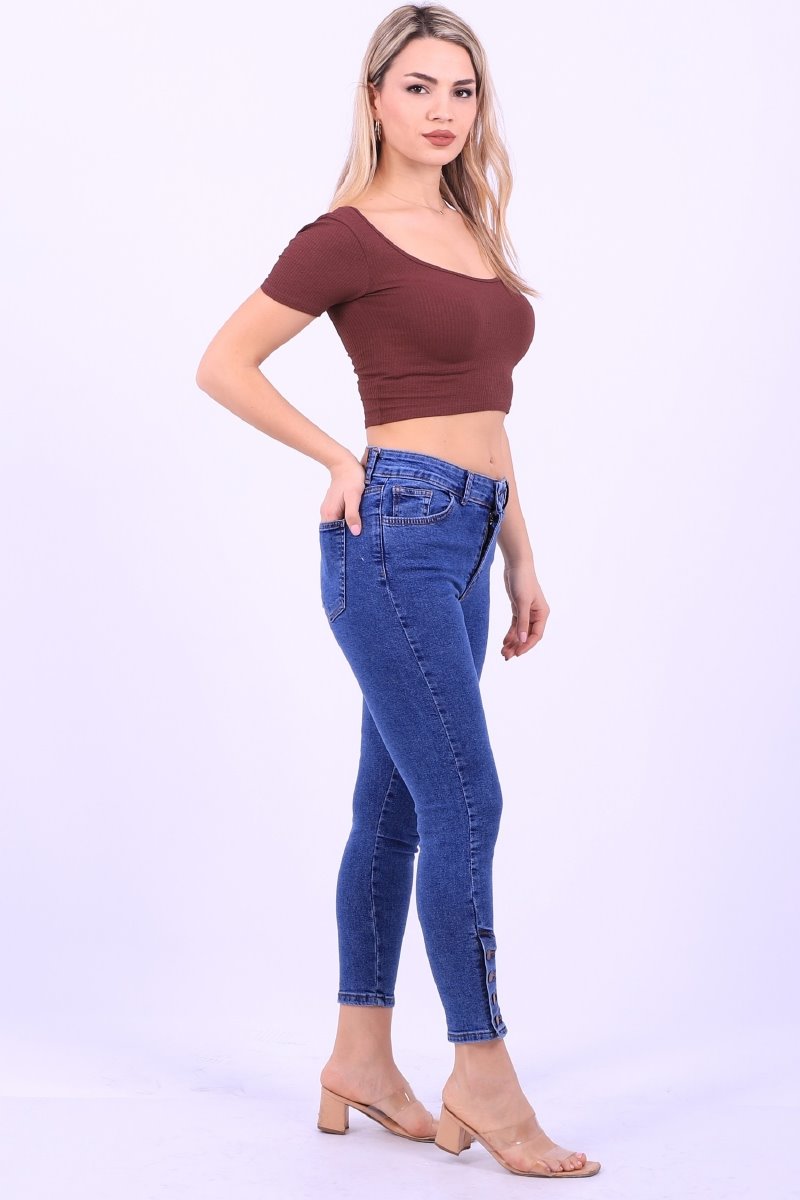 Paçası Dört Düğmeli Kot Pantolon 786