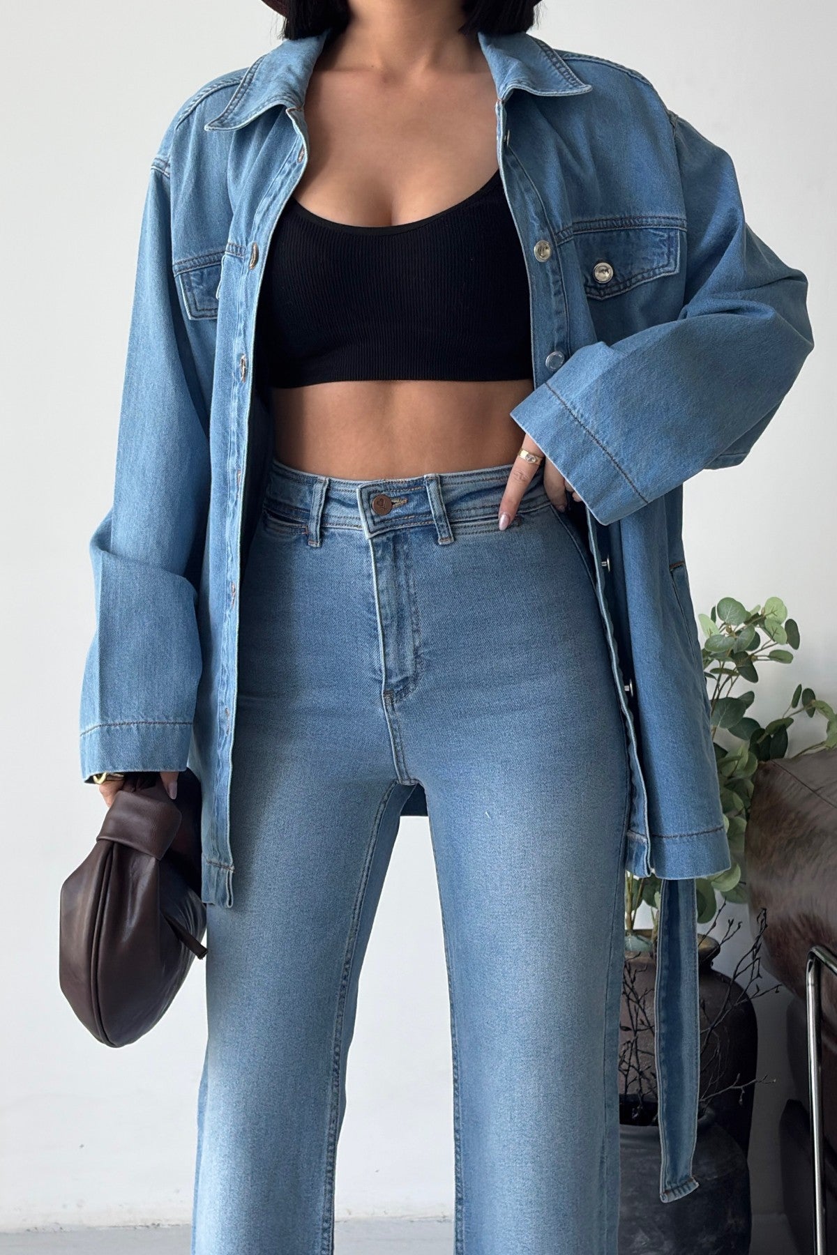Kuşaklı Oversize Gömlek 6250