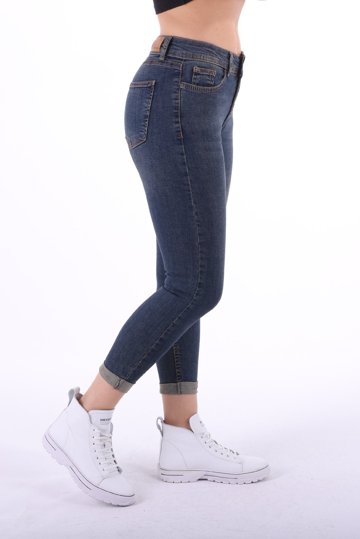 Duble Paça Skinny Kısa Boy Kot Pantolon 820