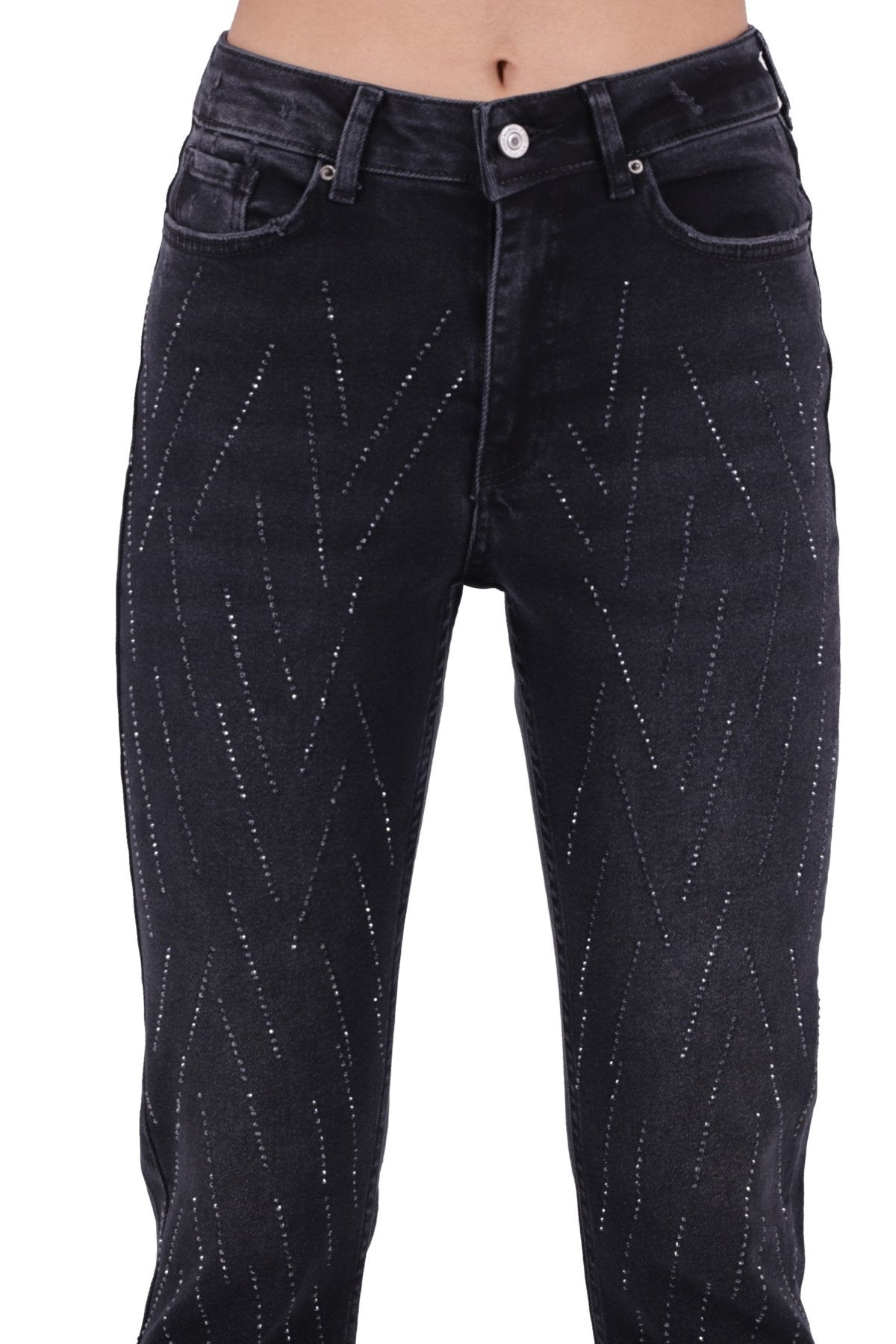 Taşlı Mom Fit Kot Pantolon 1725