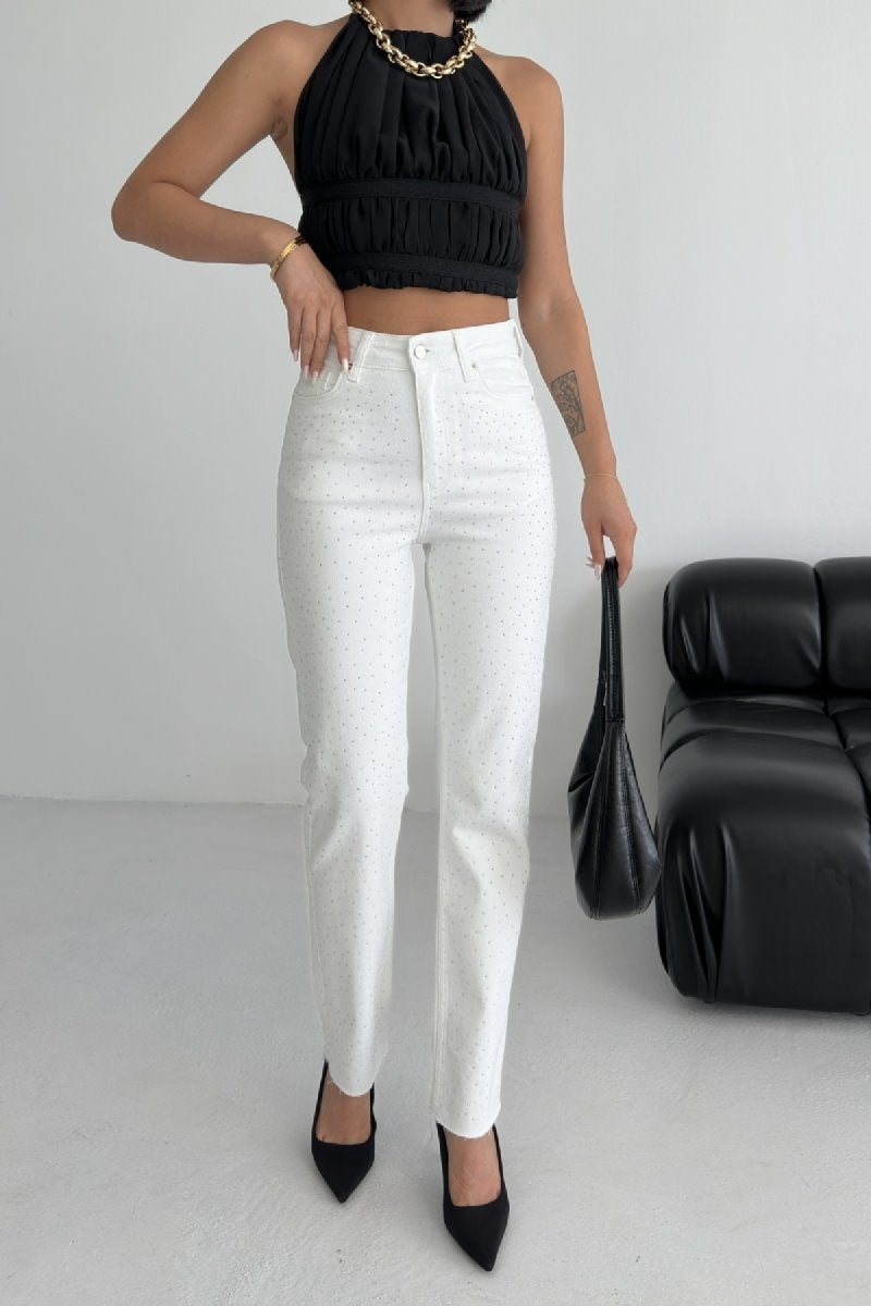 Serpme Yıldızlı Mom Fit Kot Pantolon 7040