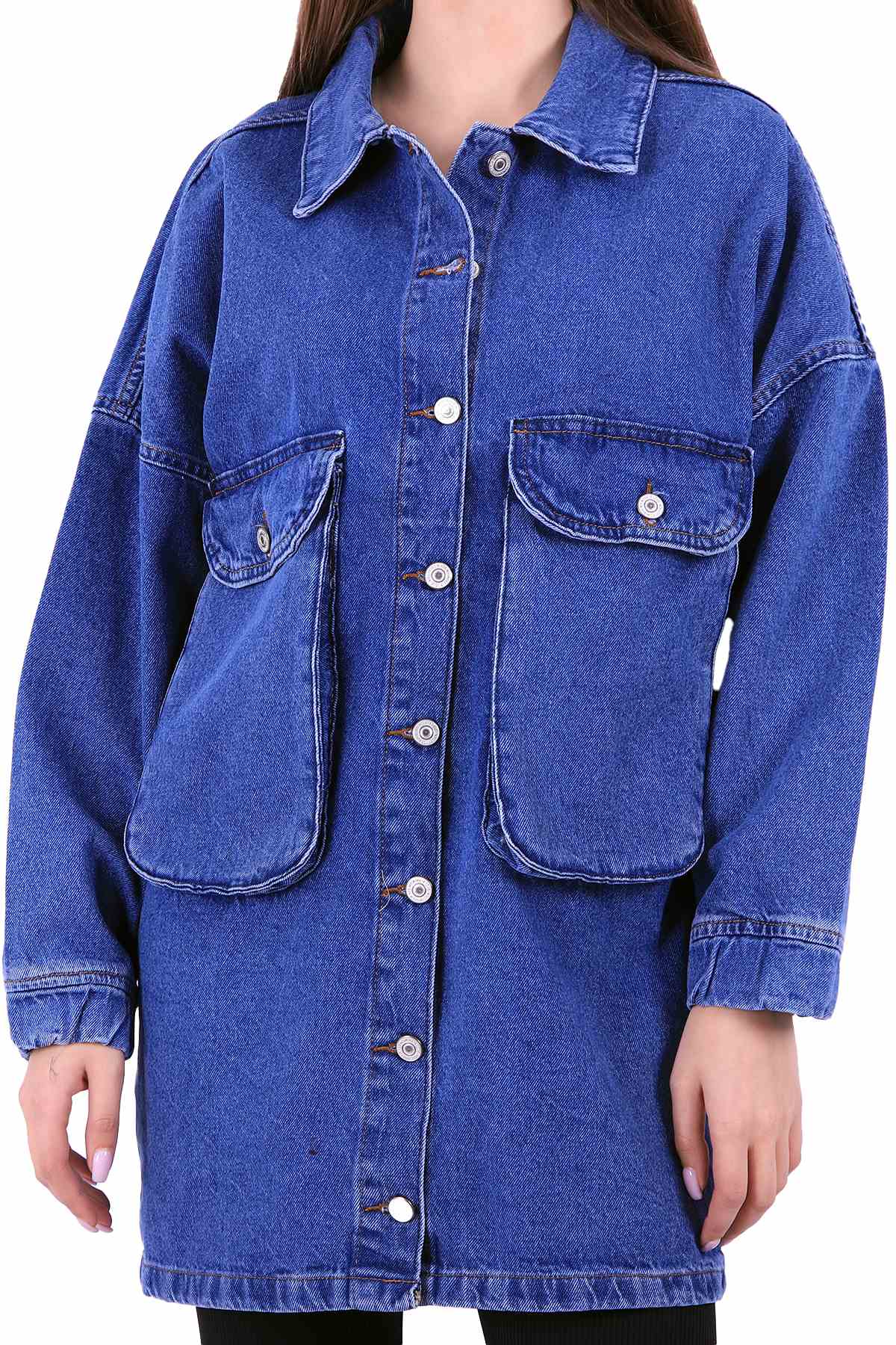 Uzun Torba Cepli Kot Ceket 688