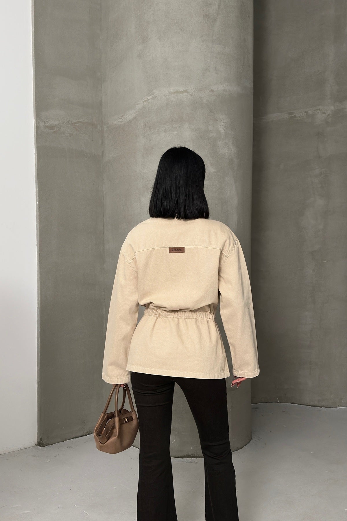 Bel Büzgü Detaylı Kot Ceket 6145