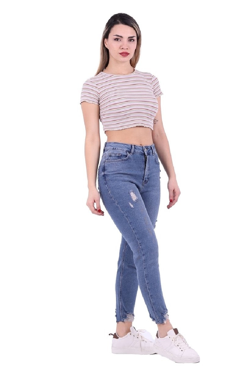 Paçası Mom Fit Kot Pantolon 884