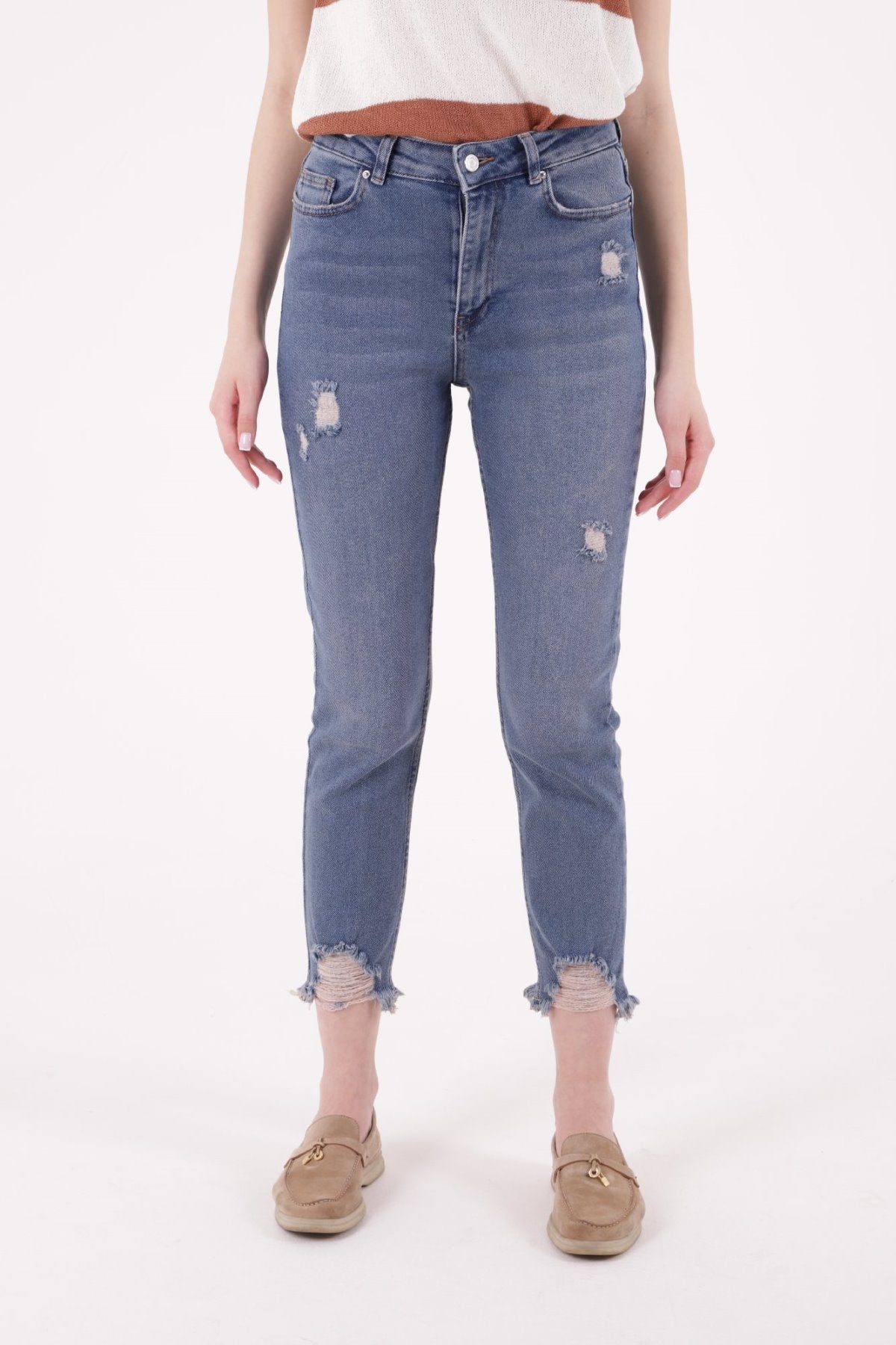 Paçası Mom Fit Kot Pantolon 884