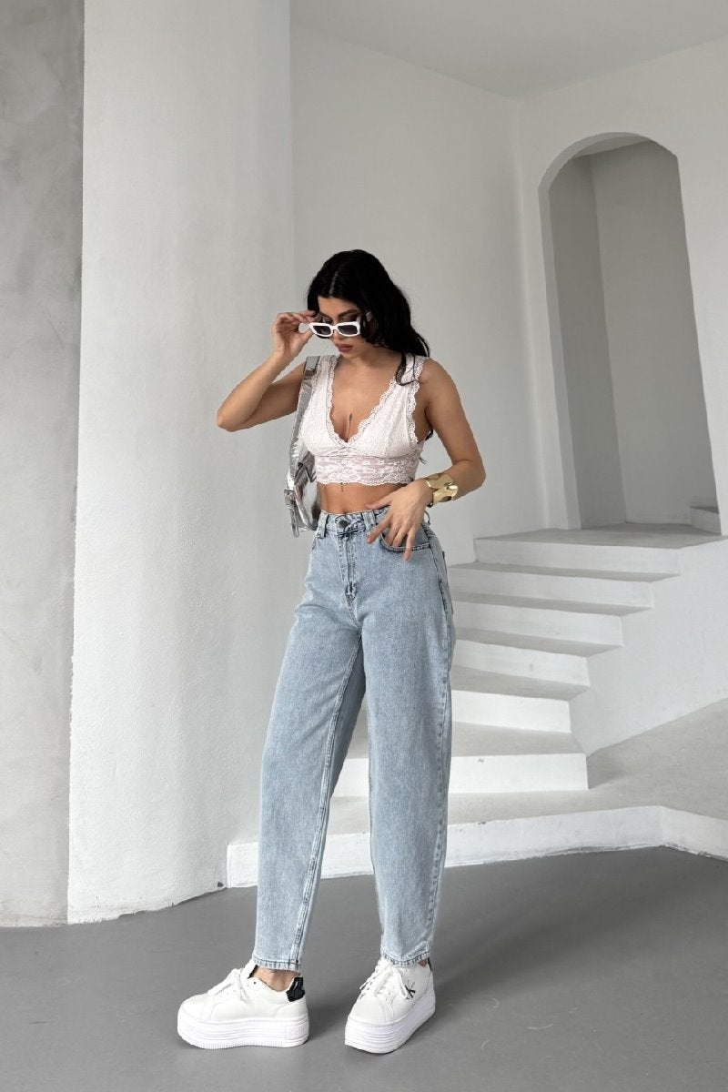 Likrasız Mom Kot Pantolon 7057