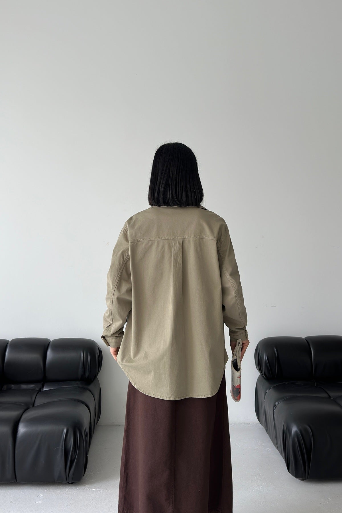 Düğmeli Oversize Kot Gömlek 6080