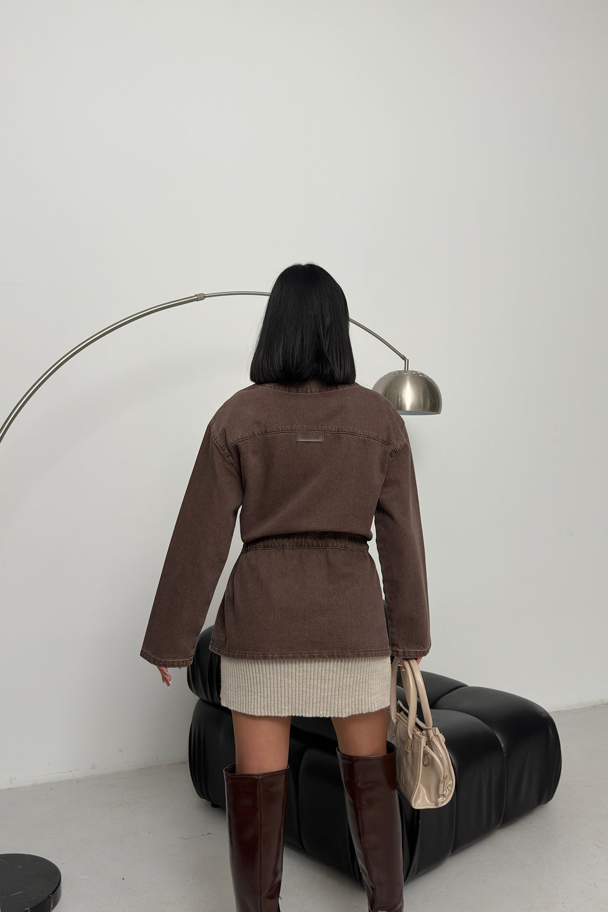 Bel Büzgü Detaylı Kot Ceket 6145