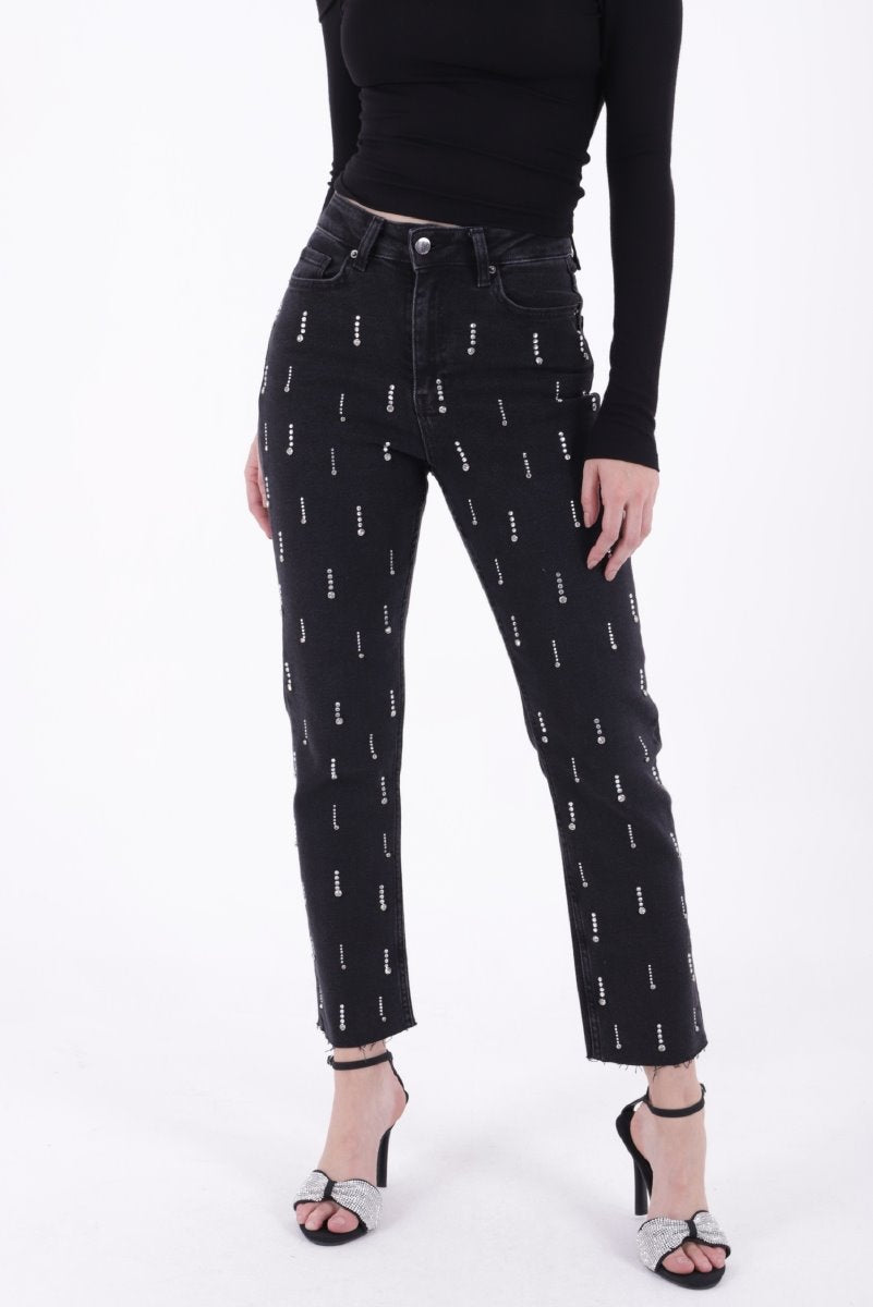 Tek Taraflı Droplı Mom Fit Kot Pantolon 7038