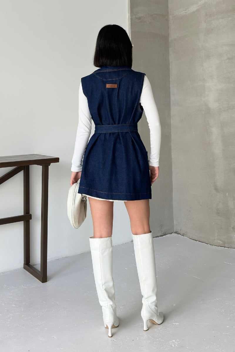 Kuşaklı Kruvaze Yaka Yelek 6137