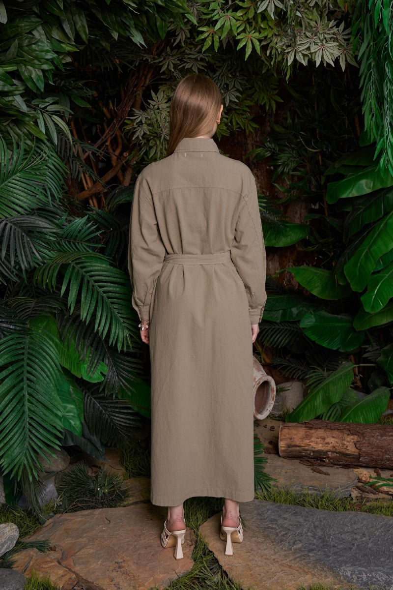 Uzun Keten Elbise HS303