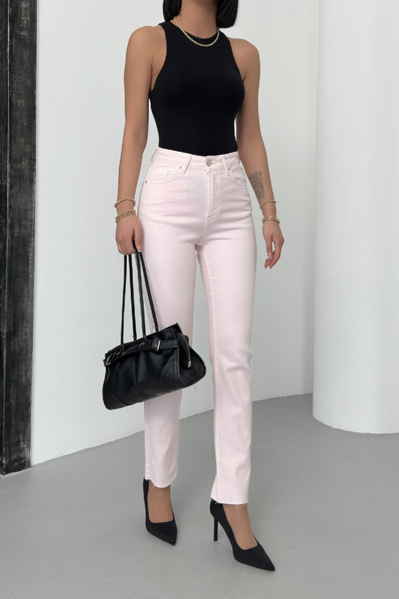 Dikişsiz Paça Mom Fit Kot Pantolon 764