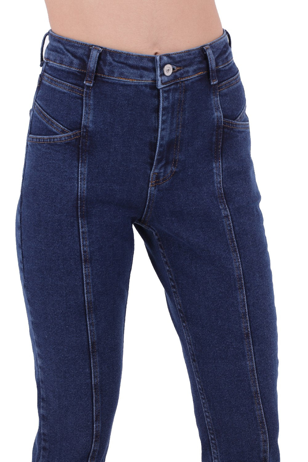 Parçalı Önü Yırtmaçlı Dikişsiz Paça Pantolon 1743