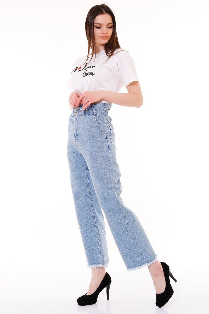 Beli Lastikli Bol Paça Relax Kot Pantolon 789