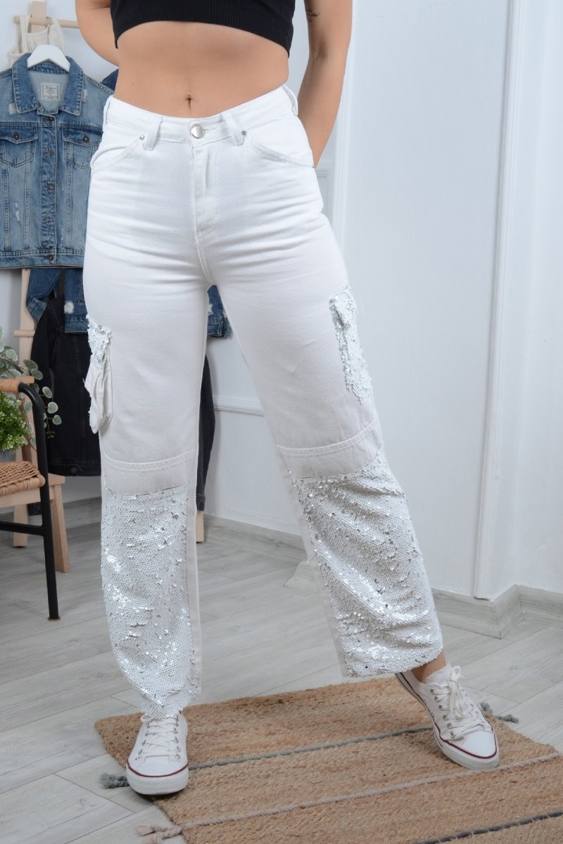Pul Payetli Kot Pantolon 868