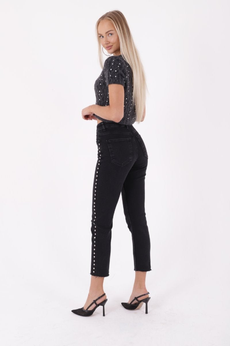 Yanı Drop Detaylı Mom Fit Kot Pantolon 1895