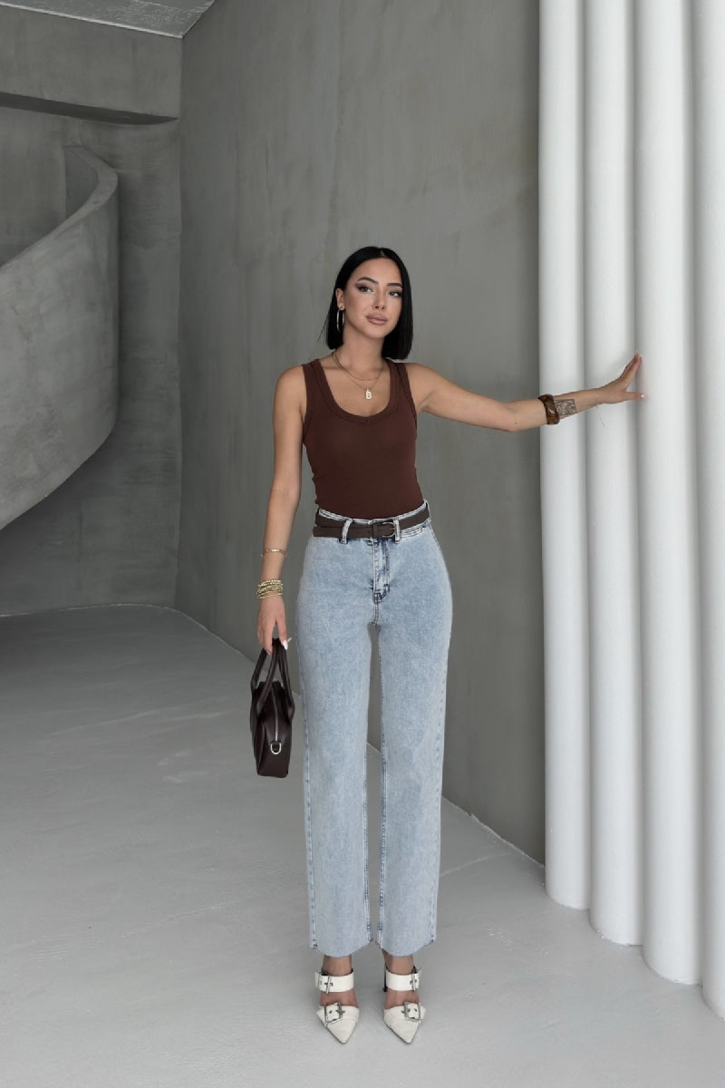 Cep Detaylı Palazzo Kot Pantolon 7073