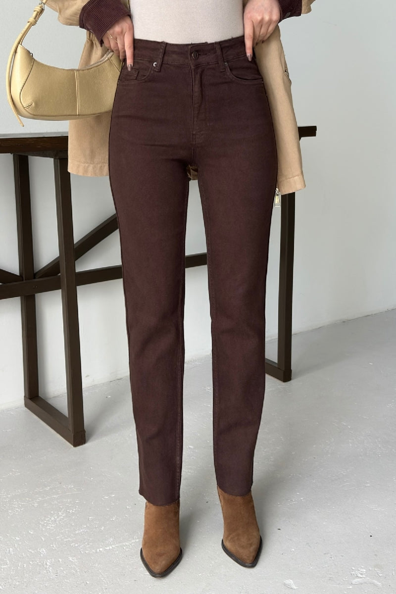 Şerit Detaylı Mom Fit Kot Pantolon 7111