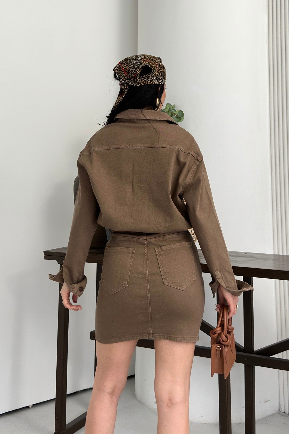 Düğmeli Mini Kot Elbise 3027