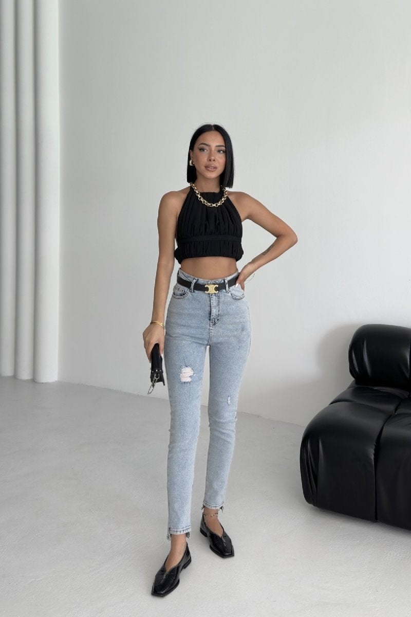 Asimetrik Paça Kot Pantolon 713