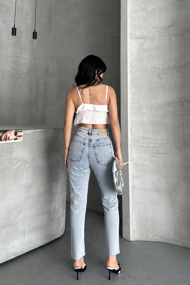 Parçalı Önü Yırtmaçlı Dikişsiz Paça Pantolon 1743