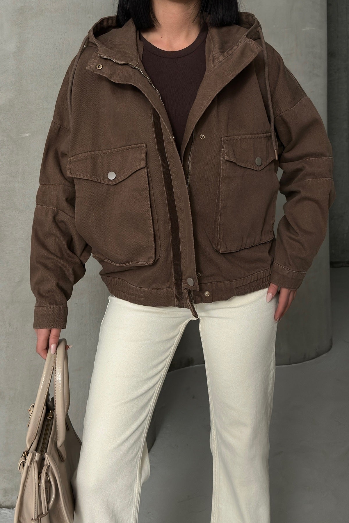 Kapüşonlu Kot Ceket 6226