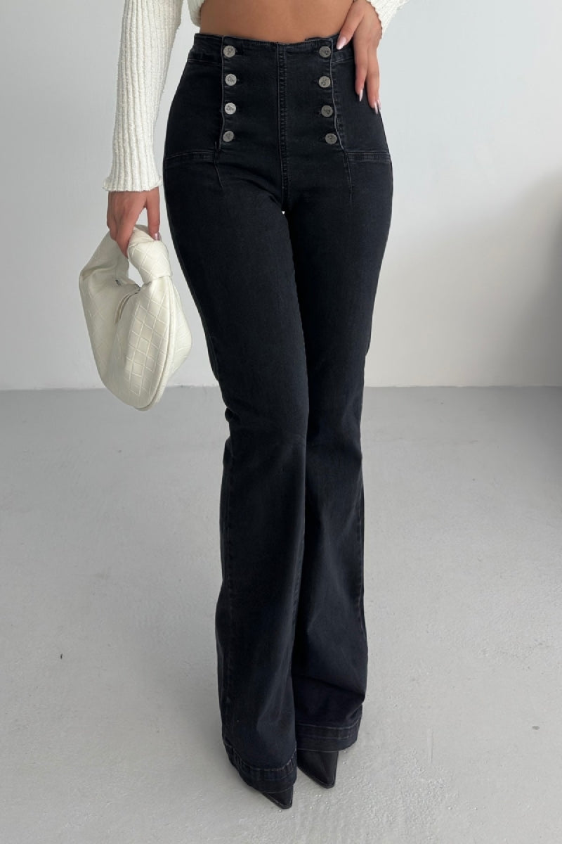 Çok Düğmeli İspanyol Kot Pantolon 7094