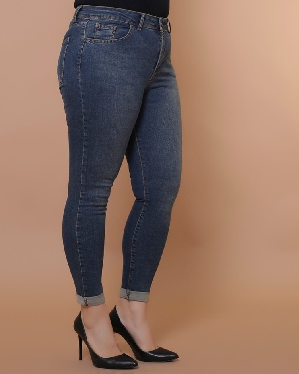 Duble Paça Skinny Kısa Boy Kot Pantolon 820