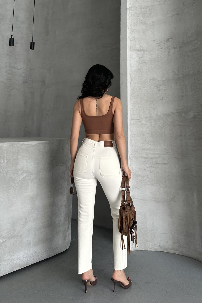 Cep Detaylı Palazzo Kot Pantolon 7073